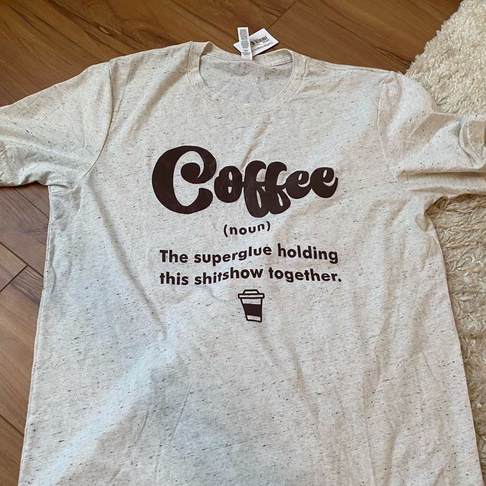 Coffee Graphic T-Shirt - oatmeal color NWT